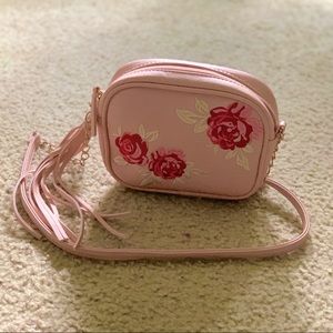 Floral pink small purse bag with strap
